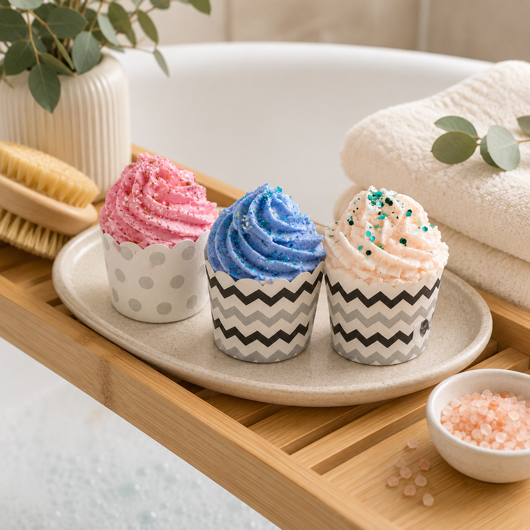 Cupcake bubbling bath bomb with bubble bar top