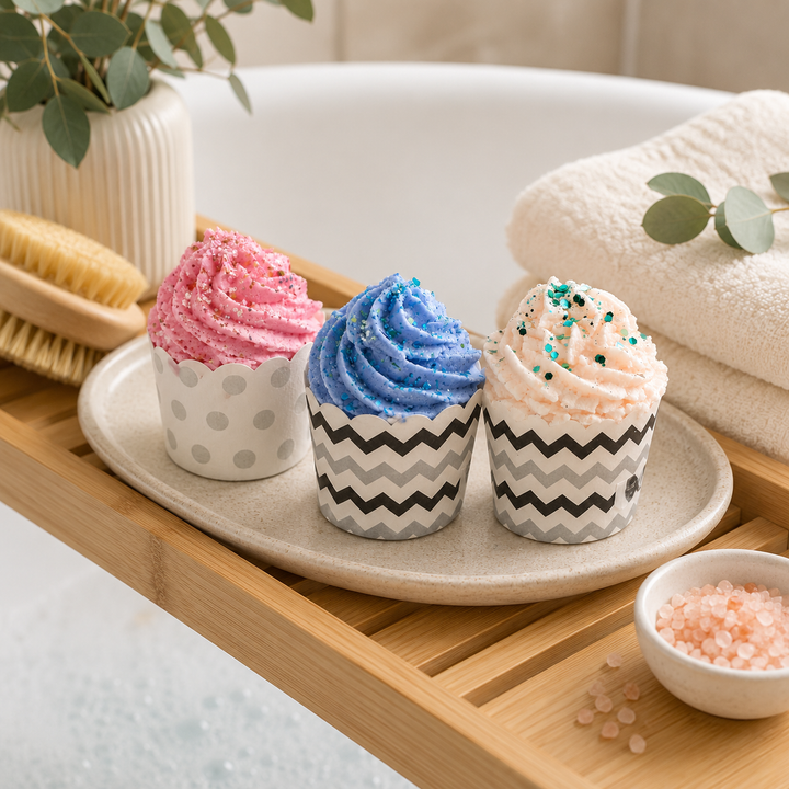 Cupcake bubbling bath bomb with bubble bar top