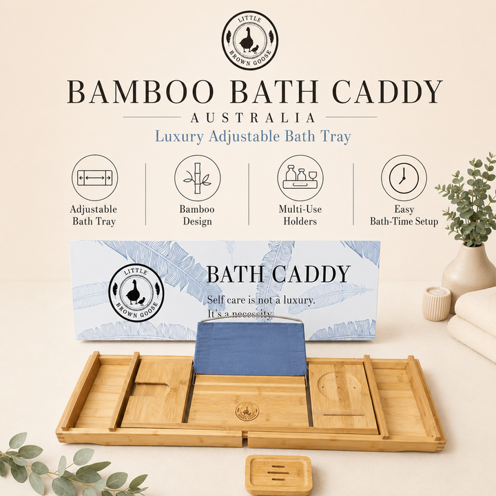 Bamboo Bath Caddy Australia | Luxury Adjustable Bath Tray