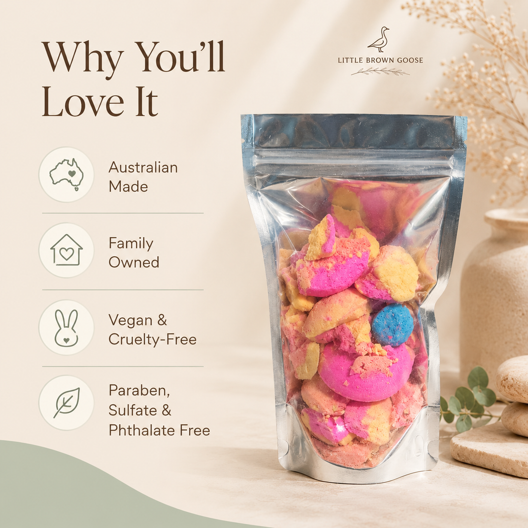 Australian made bath rubble by Little Brown Goose