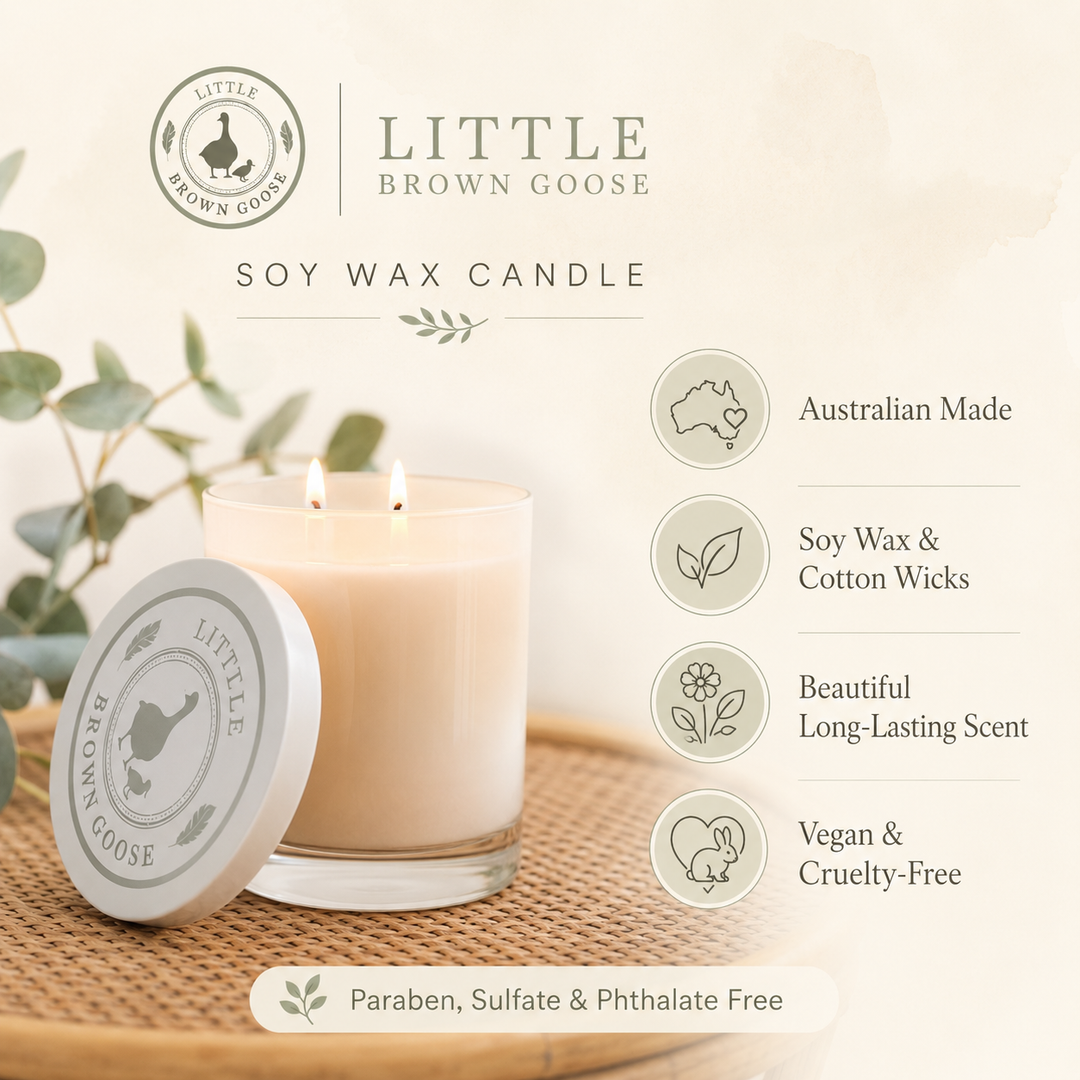 Little Brown Goose scented soy candle handmade in Geelong
