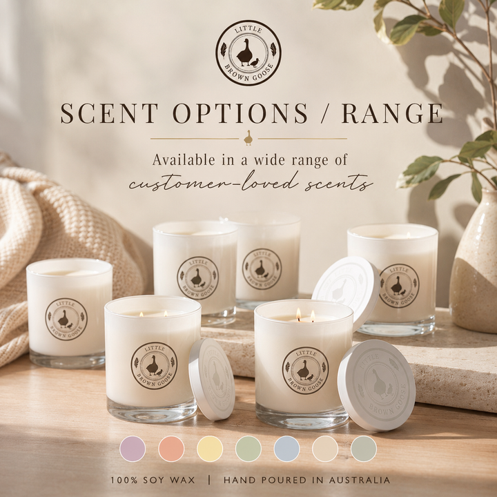 Home fragrance soy candle handmade by Little Brown Goose