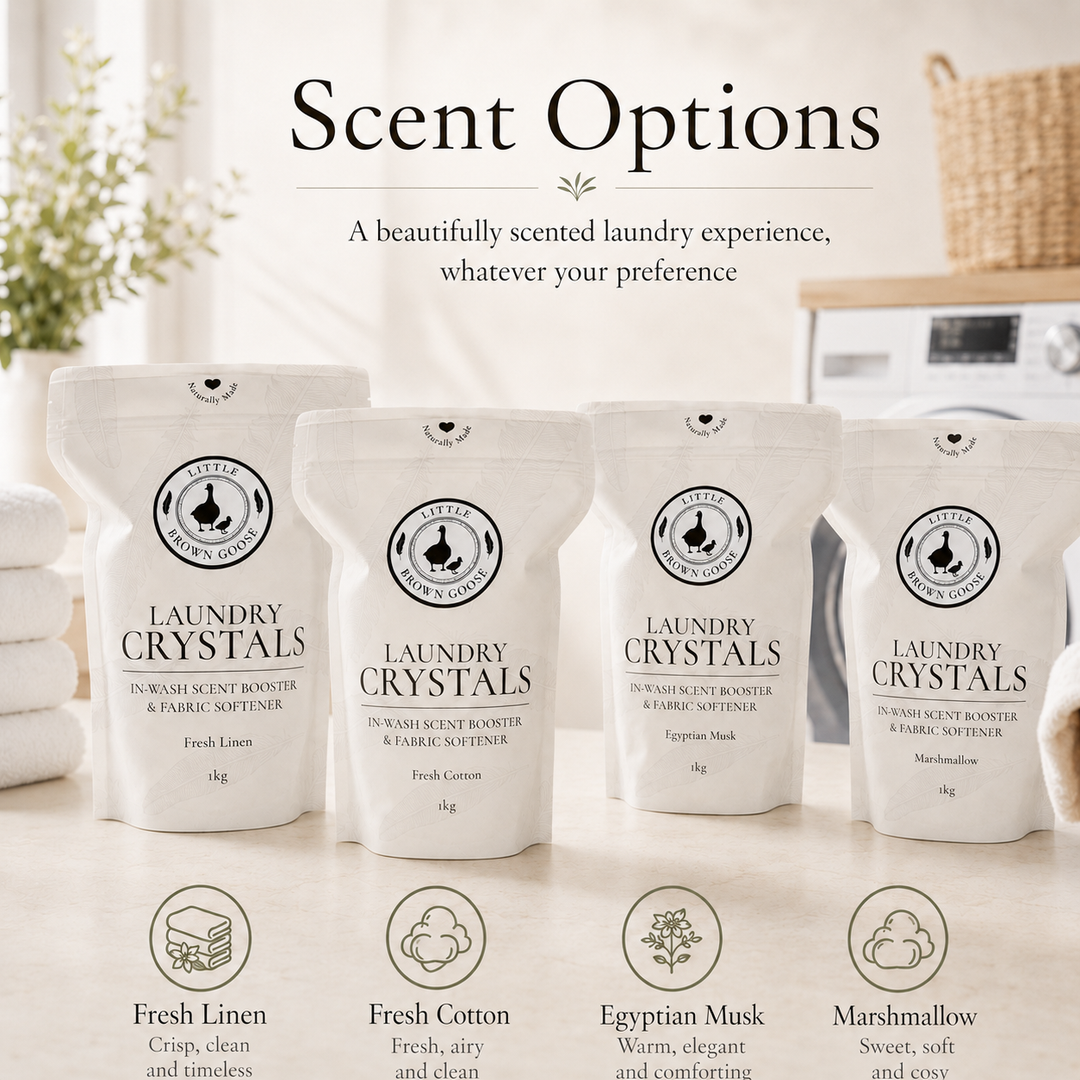 Laundry Crystals in Fresh Linen Baby Powder and Japanese Honeysuckle