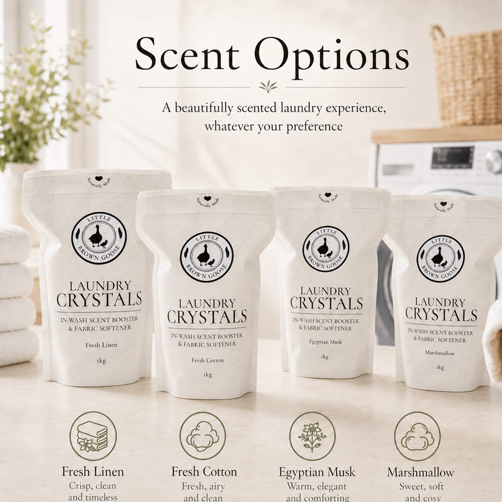 Laundry Crystals in Fresh Linen Baby Powder and Japanese Honeysuckle