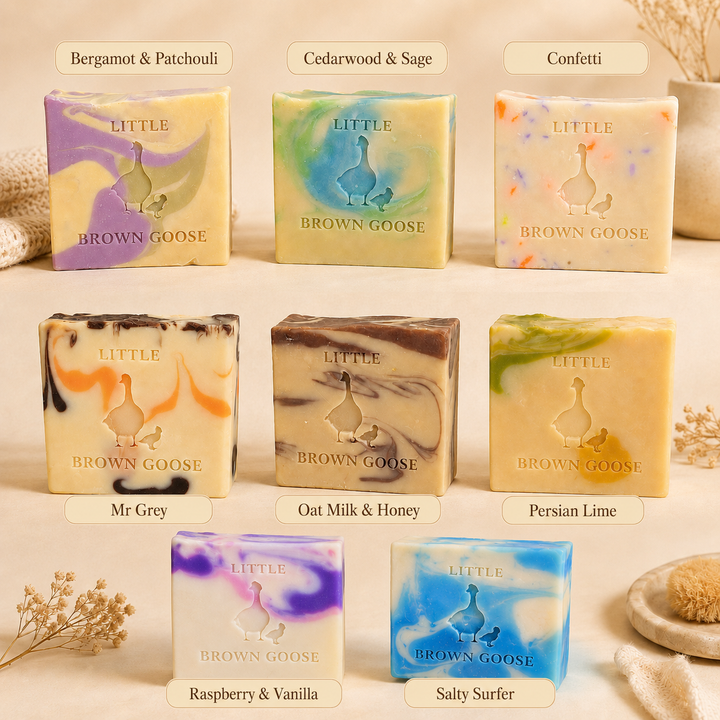 Handmade palm oil free soap bar by Little Brown Goose