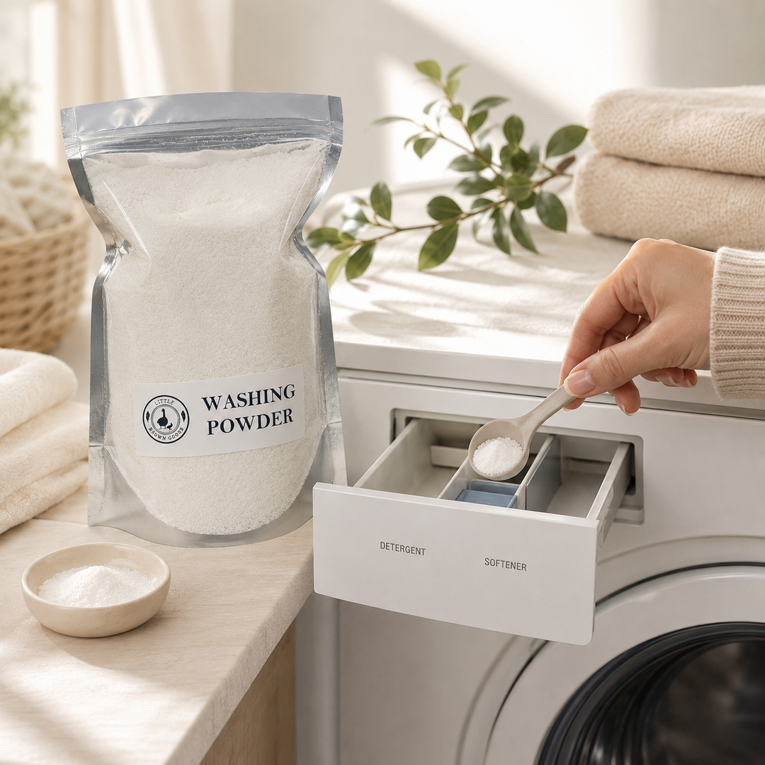 Natural washing powder with lemon myrtle essential oil